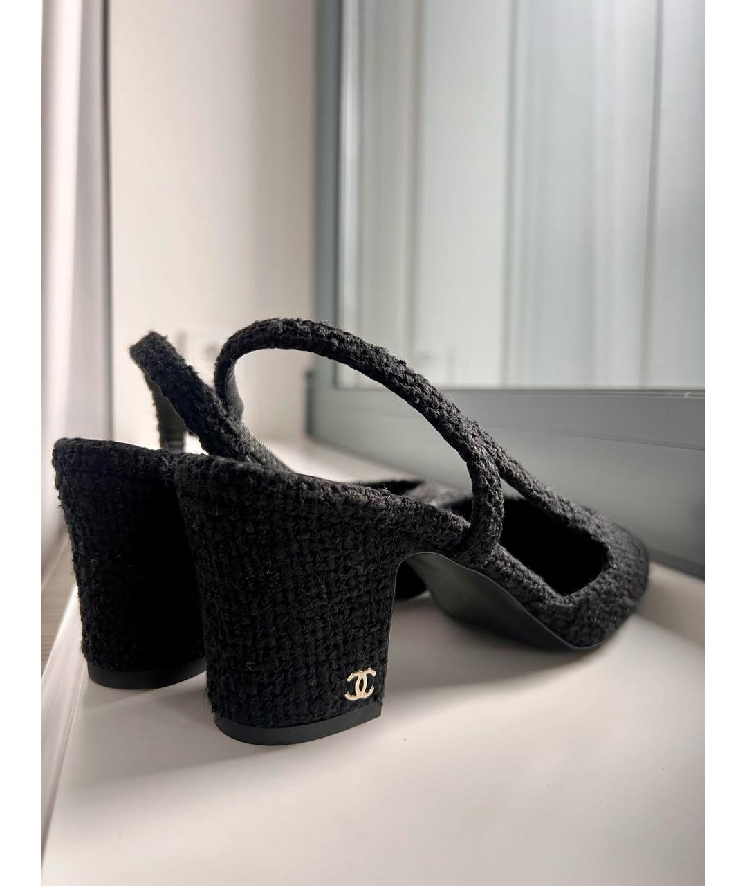 CHANEL Черные текстильные туфли, фото 4