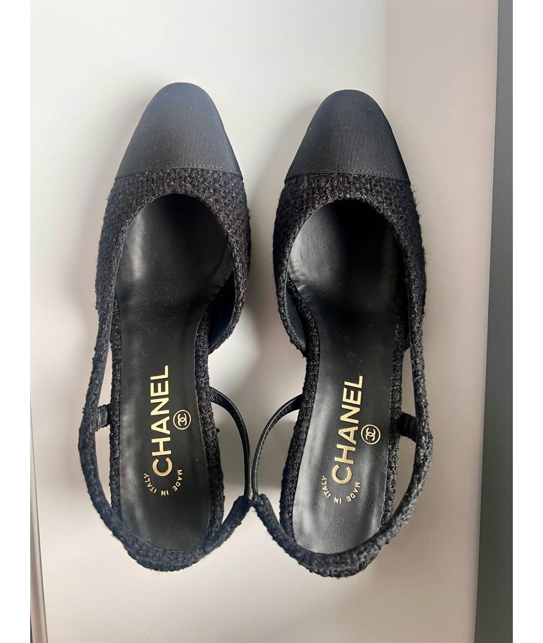 CHANEL Черные текстильные туфли, фото 3