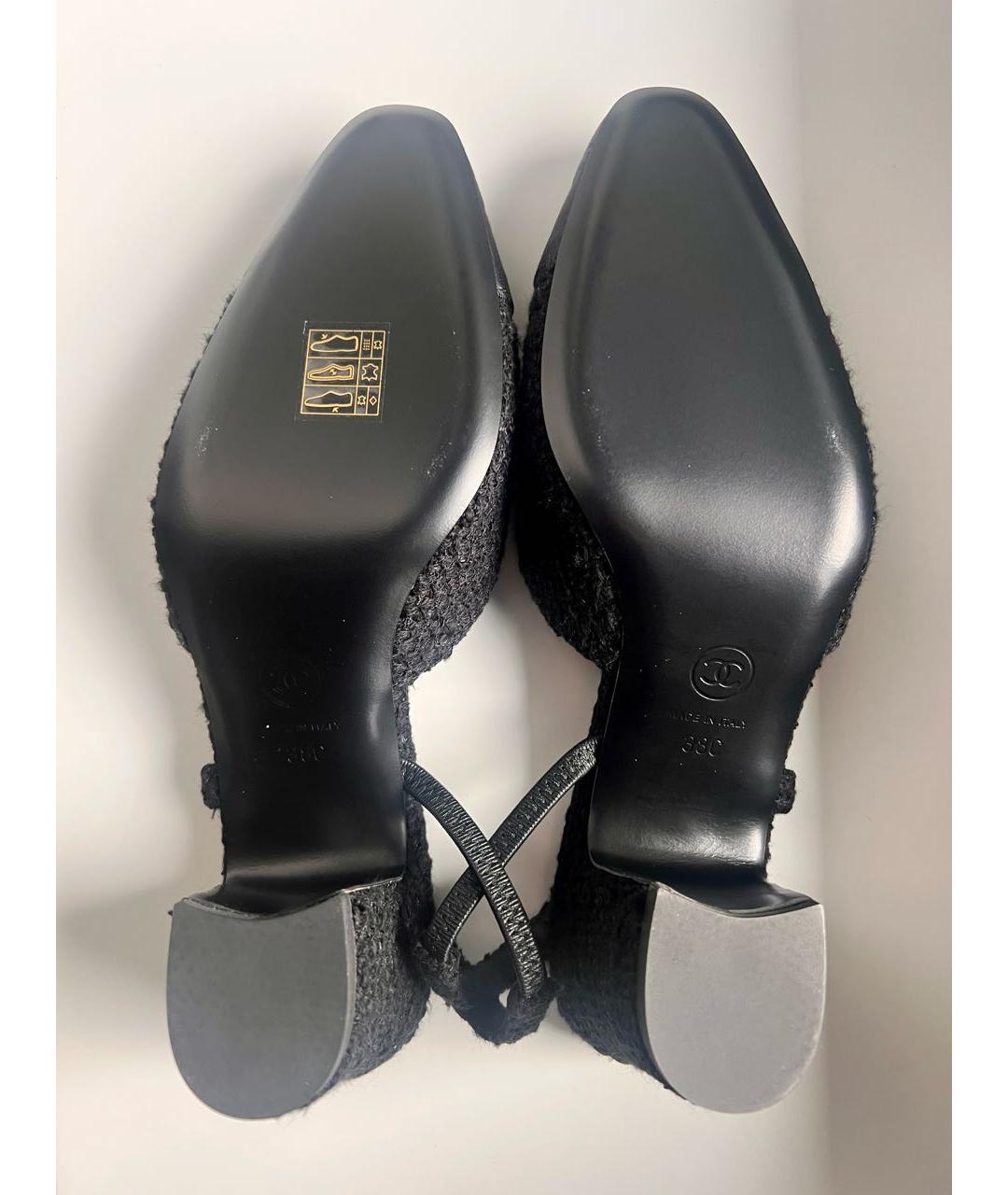 CHANEL Черные текстильные туфли, фото 5