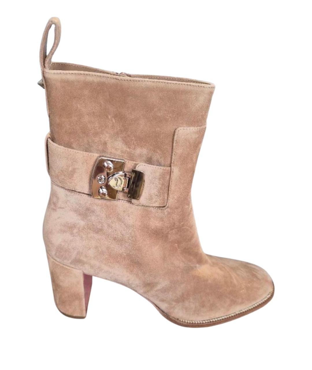CHRISTIAN LOUBOUTIN Бежевые замшевые полусапоги, фото 1