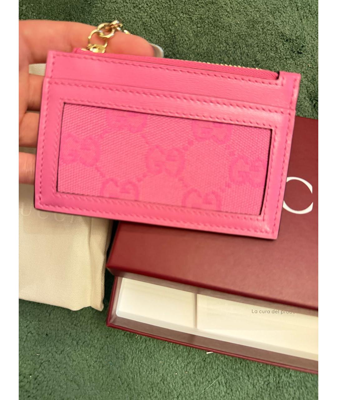 GUCCI Розовый кожаный кардхолдер, фото 4