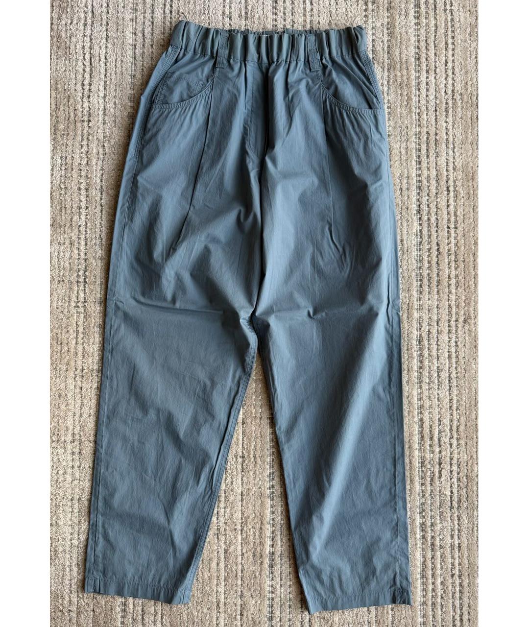 BRUNELLO CUCINELLI Голубые хлопковые прямые брюки, фото 5