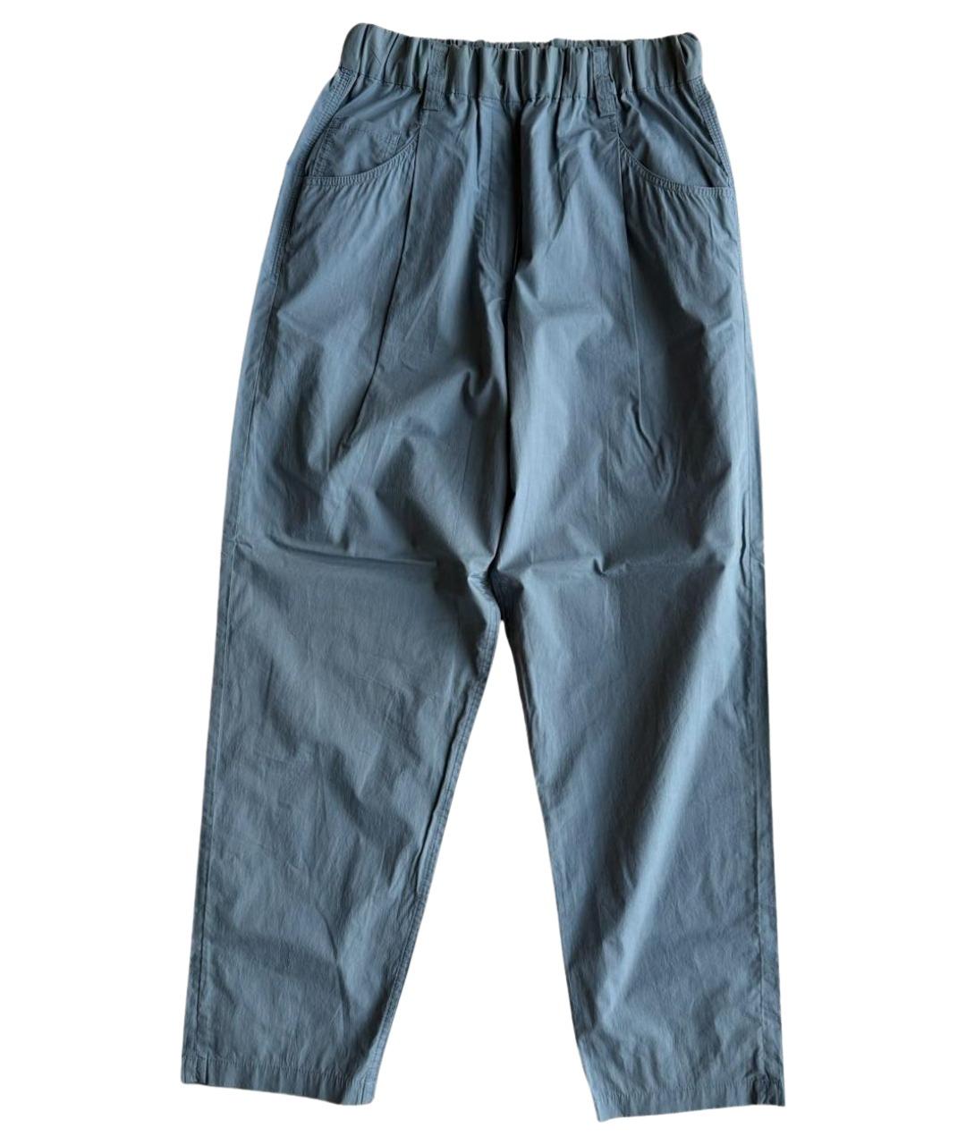 BRUNELLO CUCINELLI Голубые хлопковые прямые брюки, фото 1