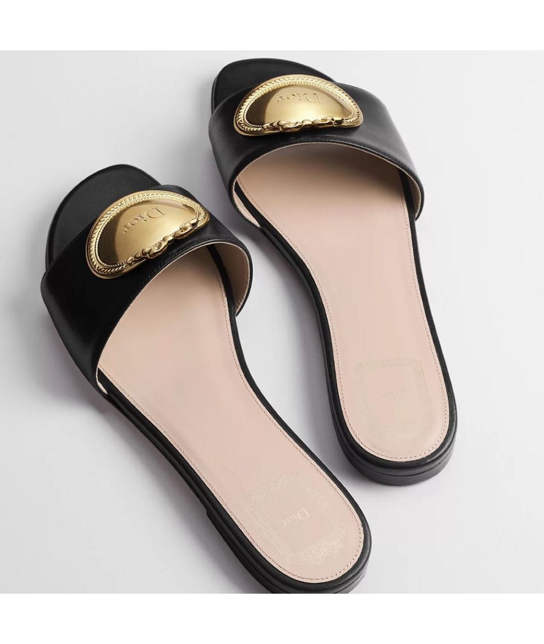 CHRISTIAN DIOR Черные кожаные мюли, фото 3