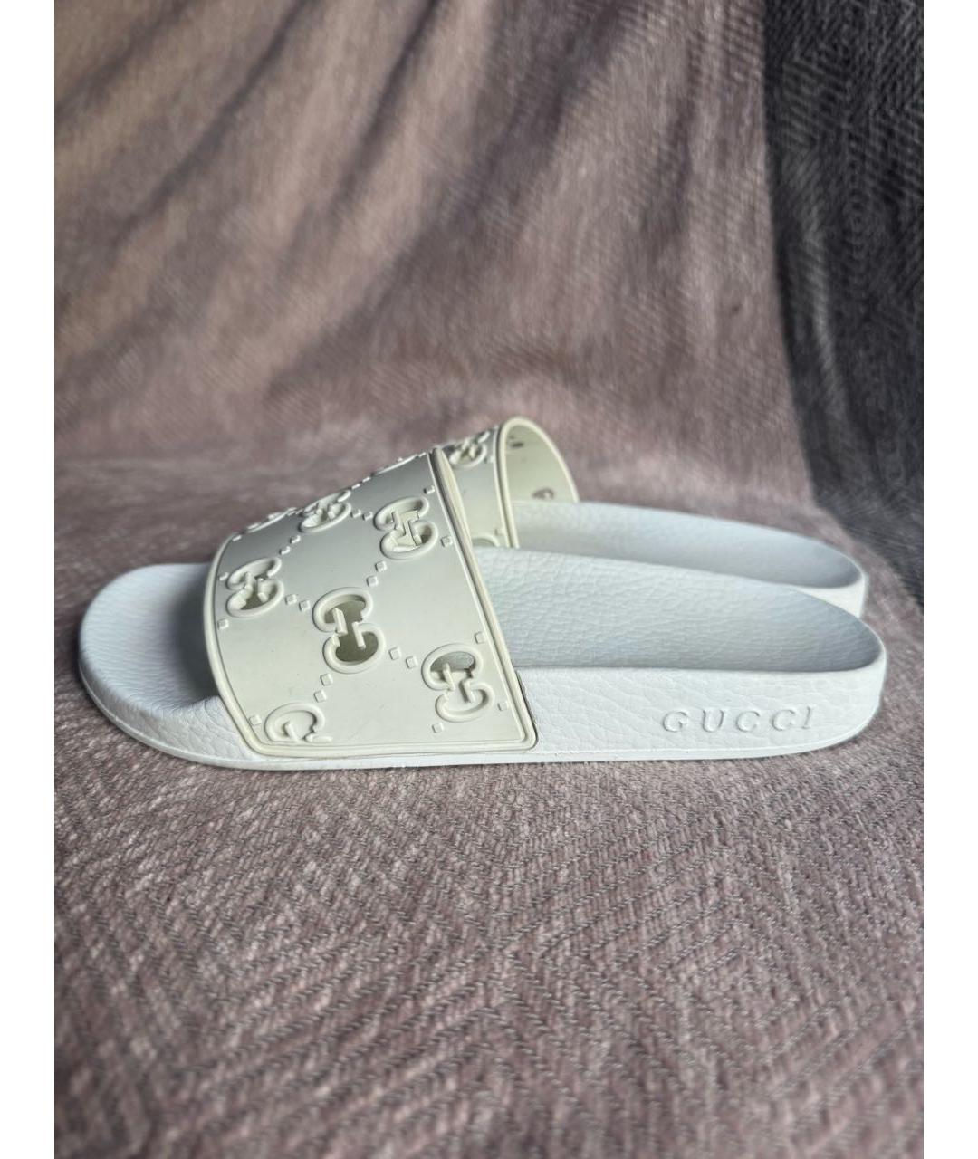 GUCCI Белые резиновые шлепанцы, фото 2