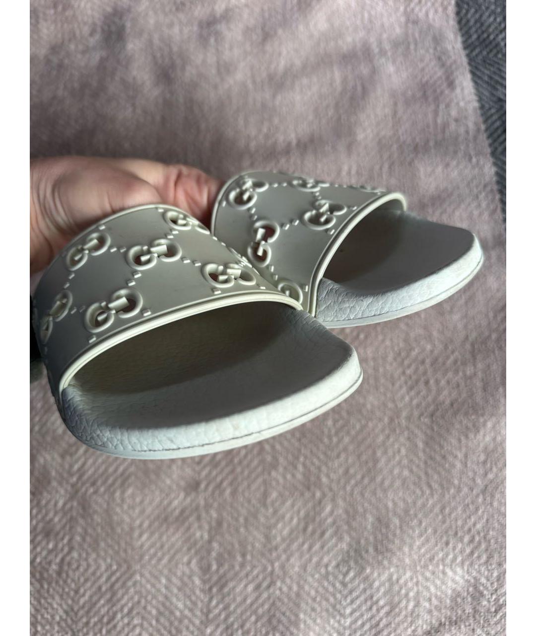 GUCCI Белые резиновые шлепанцы, фото 8