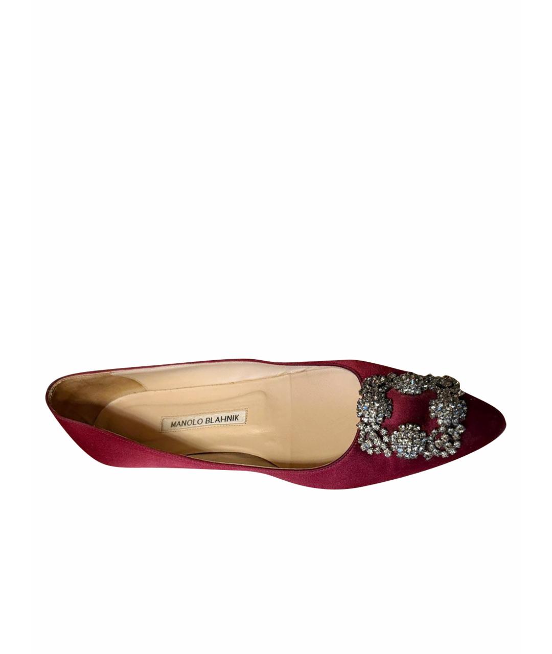 MANOLO BLAHNIK Бордовые кожаные балетки, фото 1