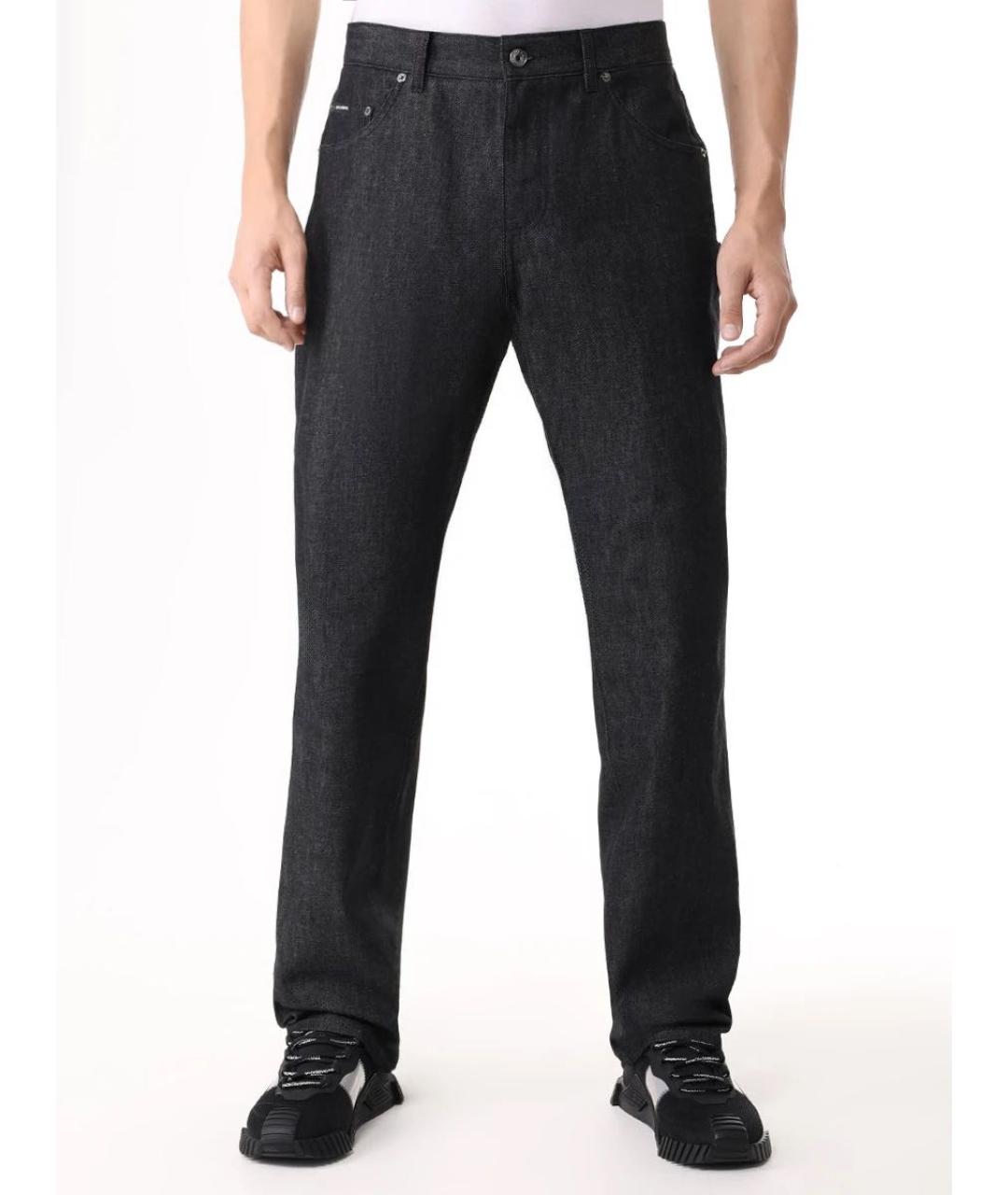 DOLCE&GABBANA Антрацитовые хлопковые прямые джинсы, фото 2
