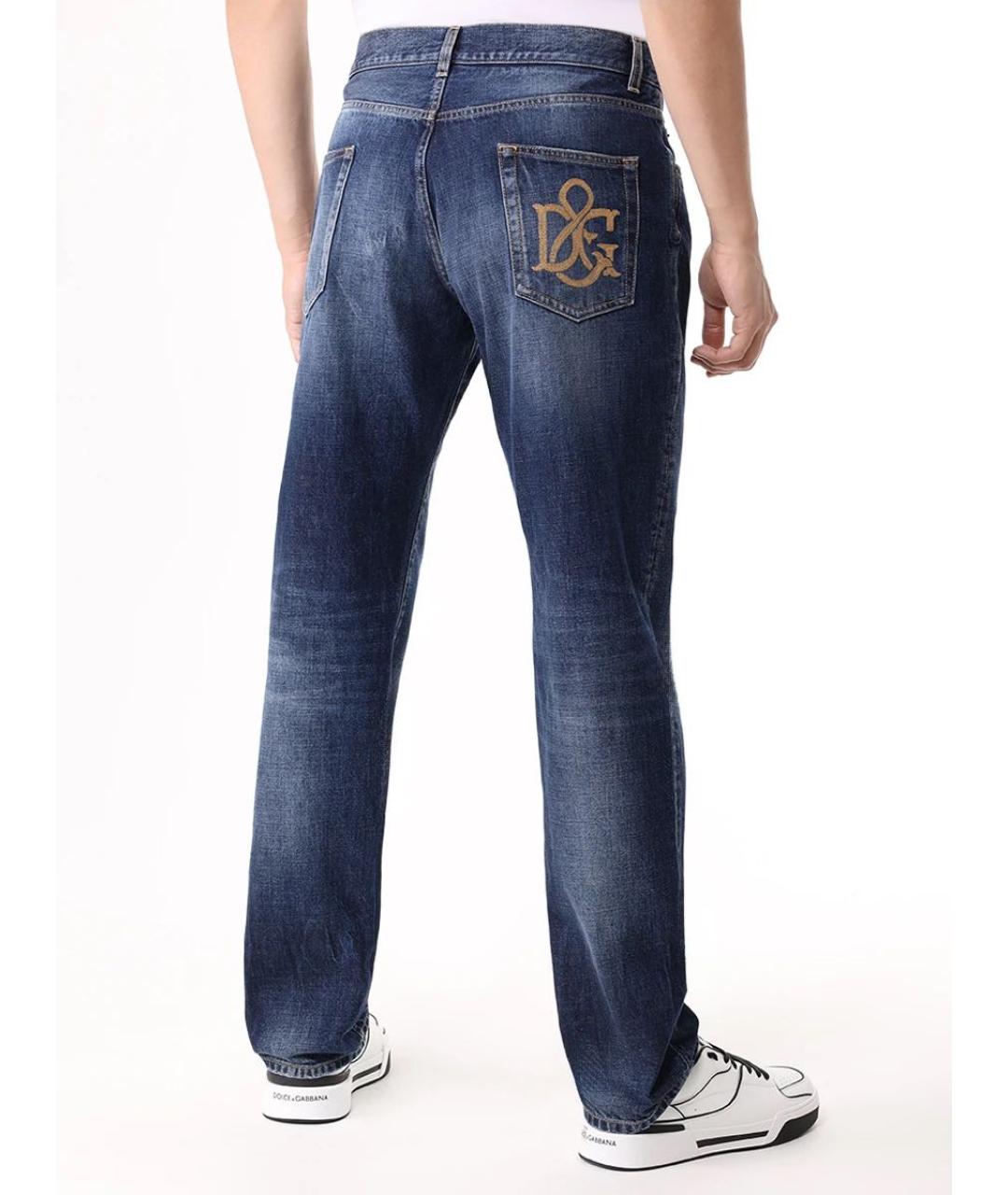 DOLCE&GABBANA Синие хлопковые прямые джинсы, фото 3