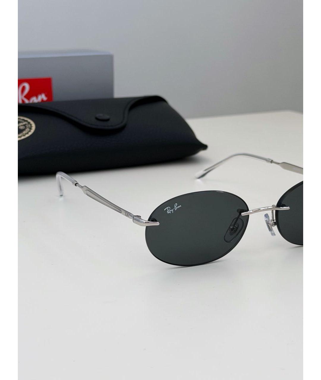 RAY BAN Серебряные металлические солнцезащитные очки, фото 6