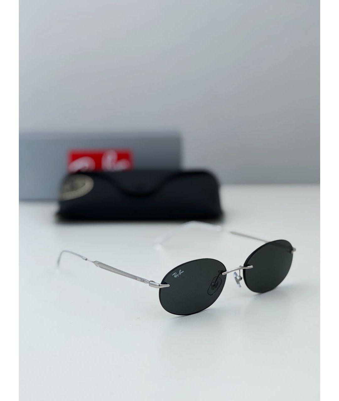 RAY BAN Серебряные металлические солнцезащитные очки, фото 7
