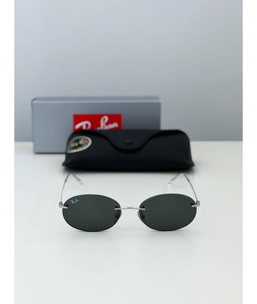 RAY BAN Серебряные металлические солнцезащитные очки, фото 5