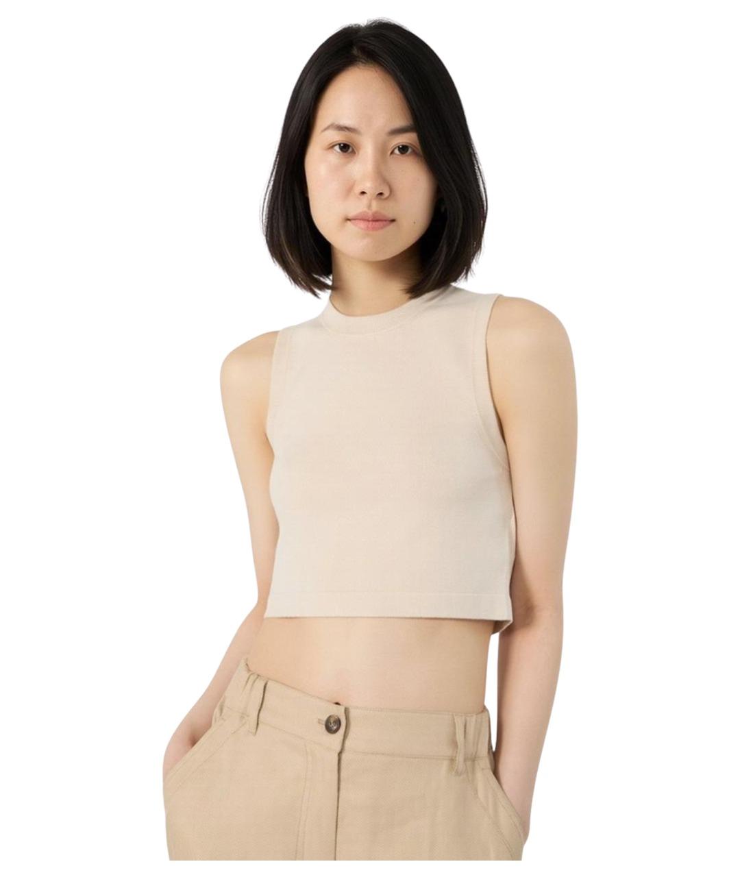 WEEKEND MAX MARA Бежевая вискозная майка, фото 4