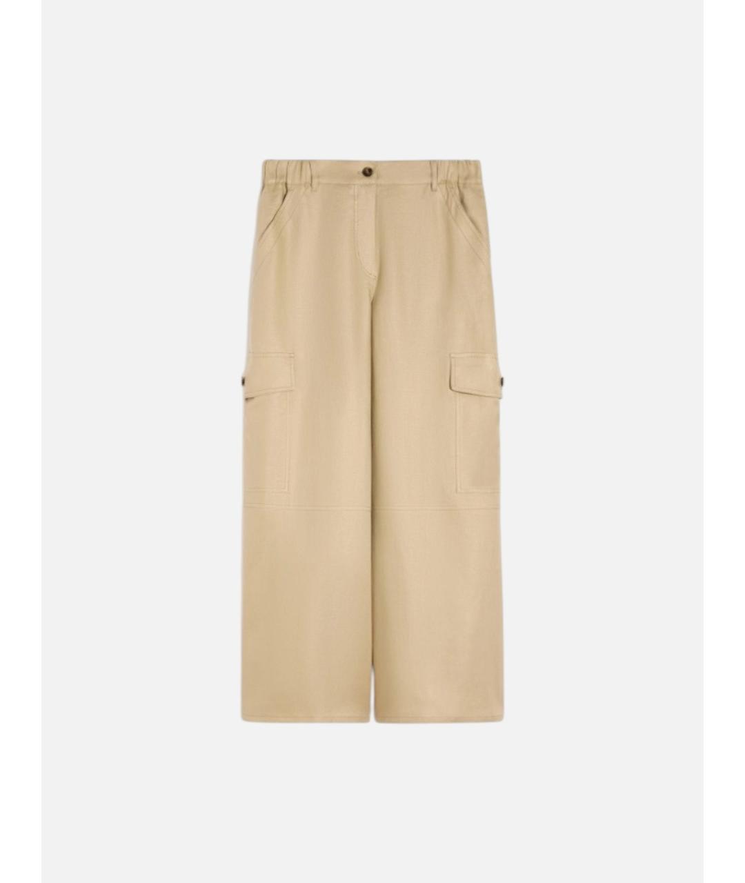 WEEKEND MAX MARA Бежевые льняные брюки широкие, фото 1
