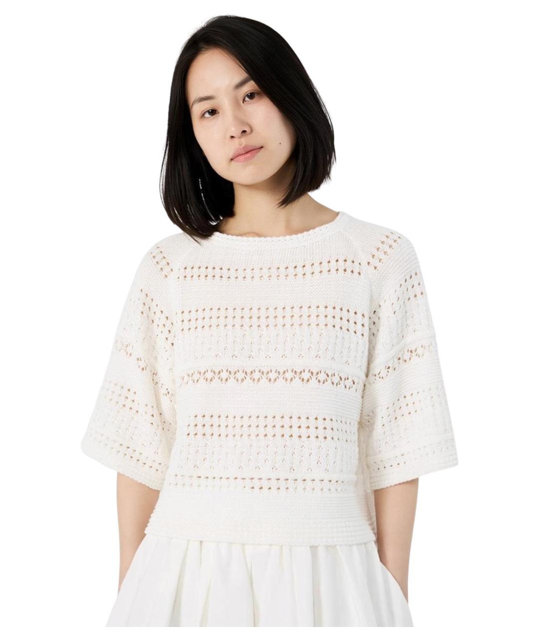 WEEKEND MAX MARA Белый хлопковый джемпер / свитер, фото 5