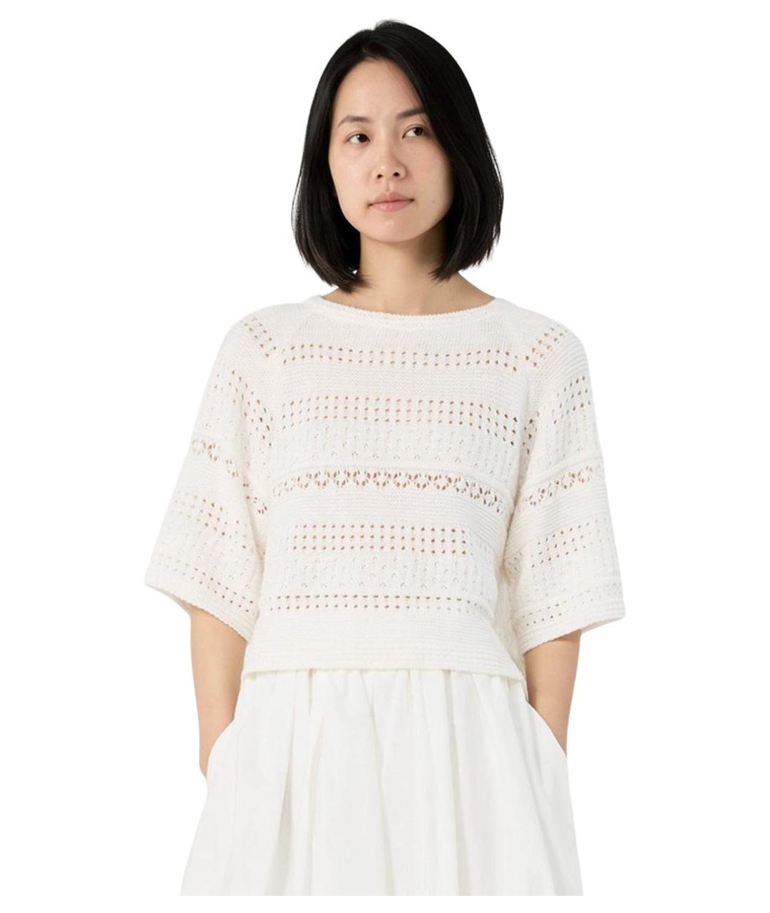 WEEKEND MAX MARA Белый хлопковый джемпер / свитер, фото 3