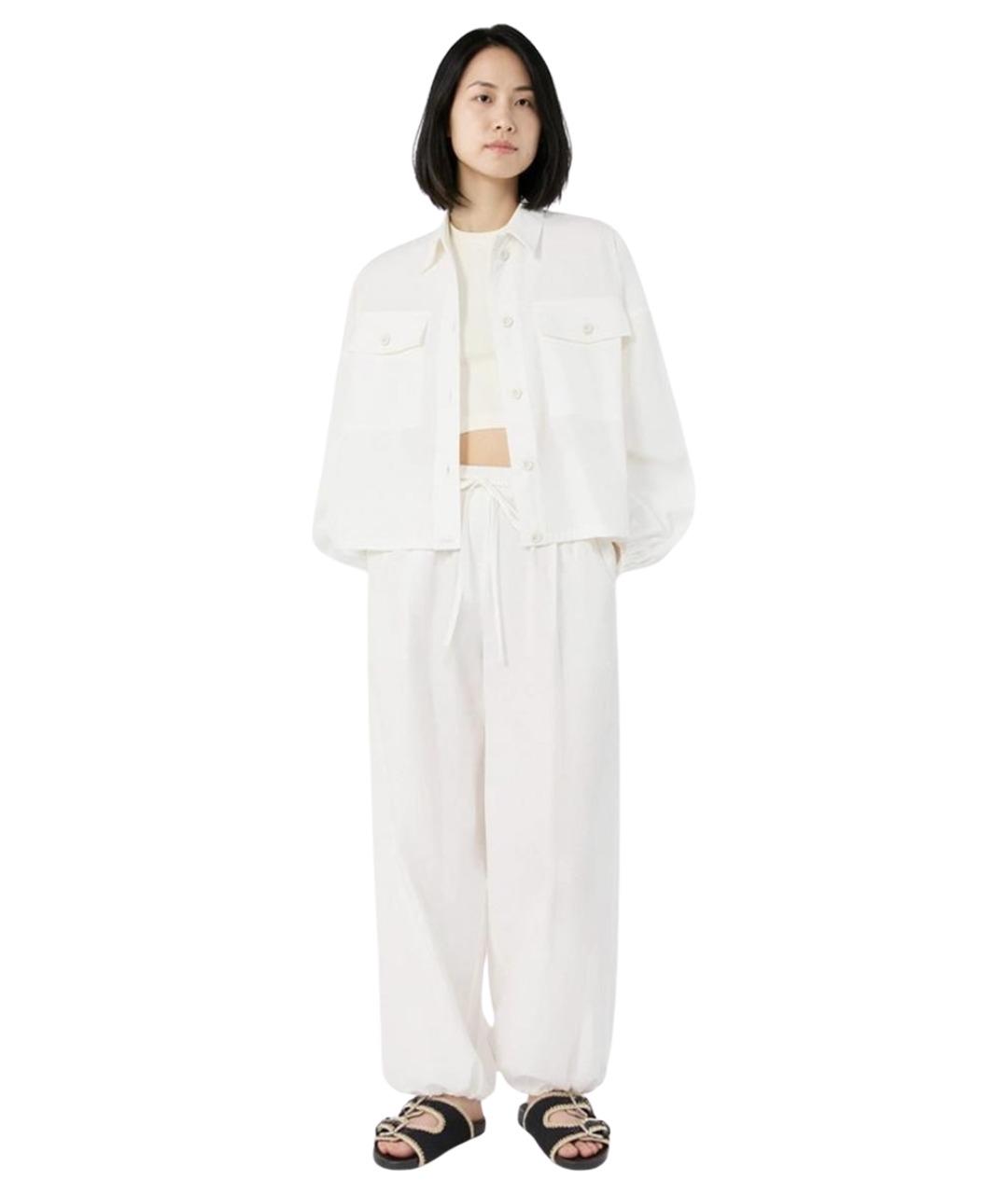 WEEKEND MAX MARA Белые хлопковые прямые брюки, фото 2