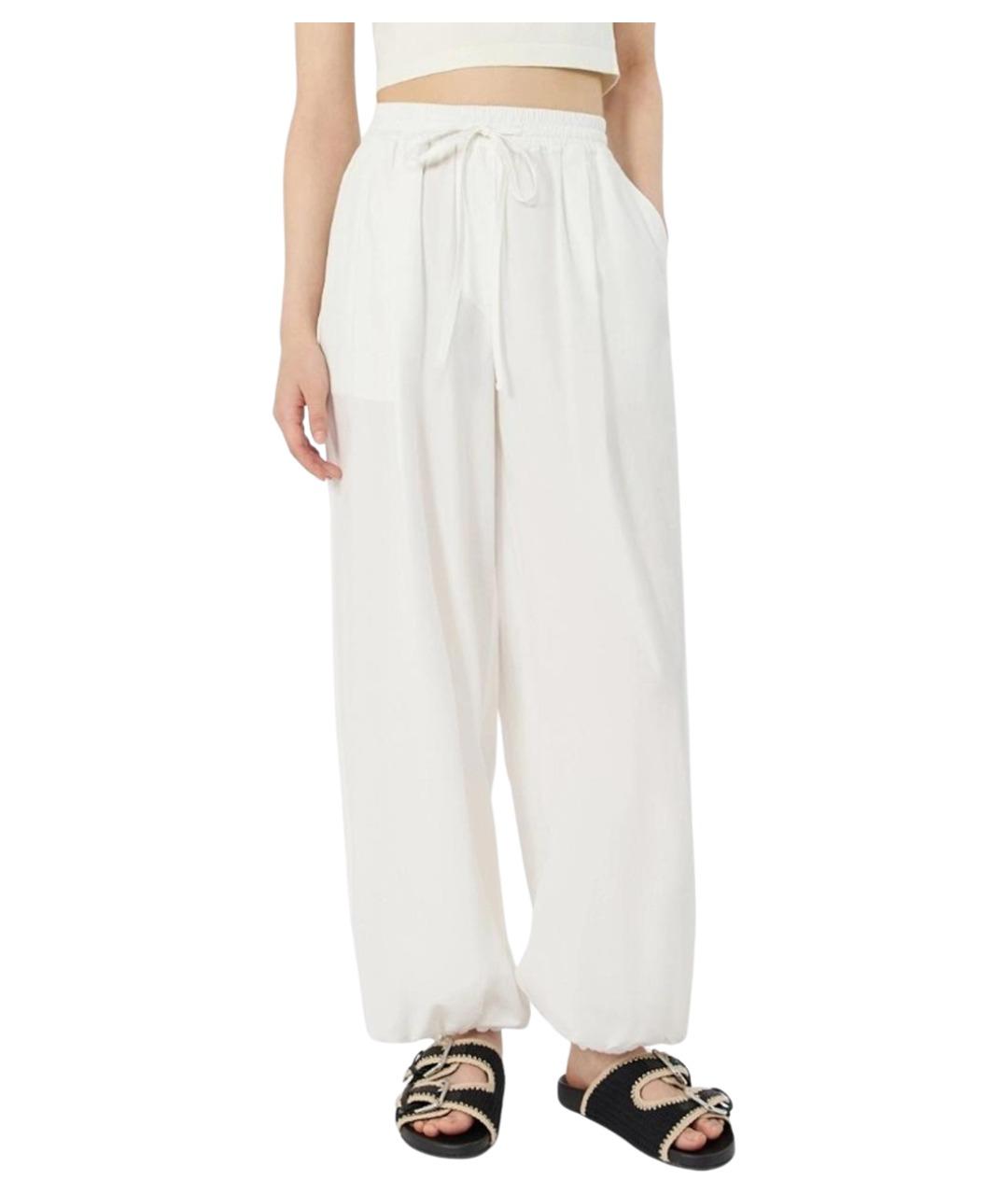 WEEKEND MAX MARA Белые хлопковые прямые брюки, фото 3