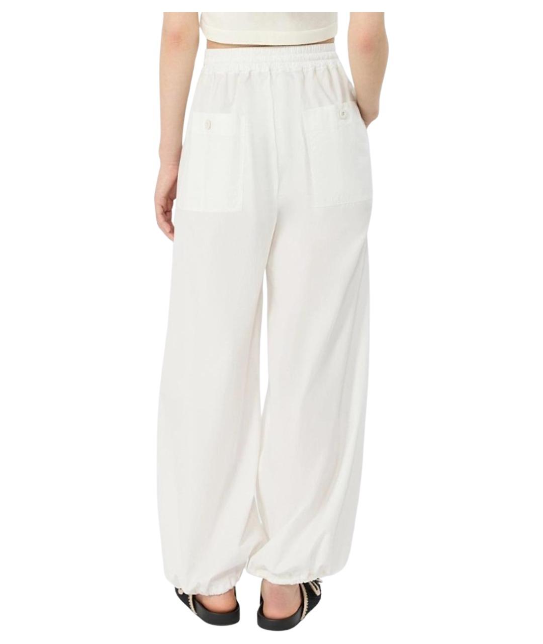 WEEKEND MAX MARA Белые хлопковые прямые брюки, фото 4
