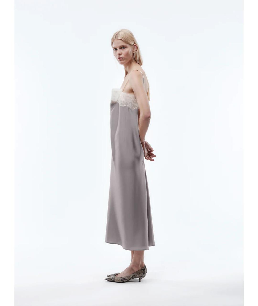 Carven Серое шелковое повседневное платье, фото 2