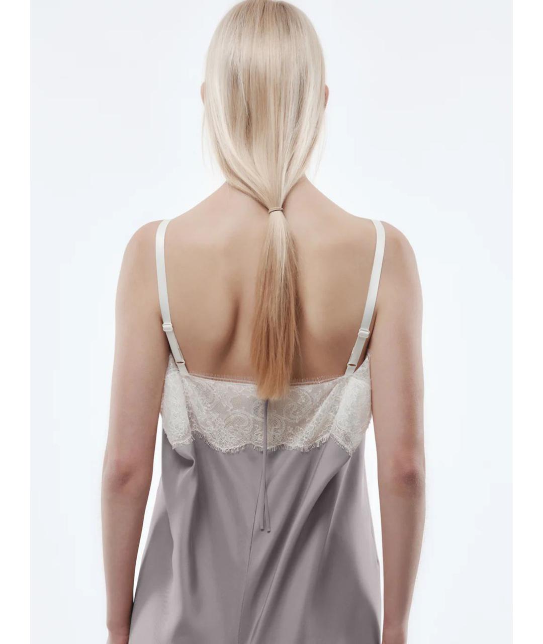 Carven Серое шелковое повседневное платье, фото 4
