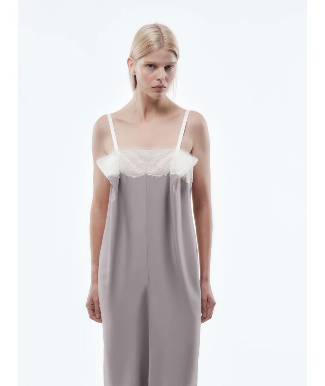 Carven Серое шелковое повседневное платье, фото 3