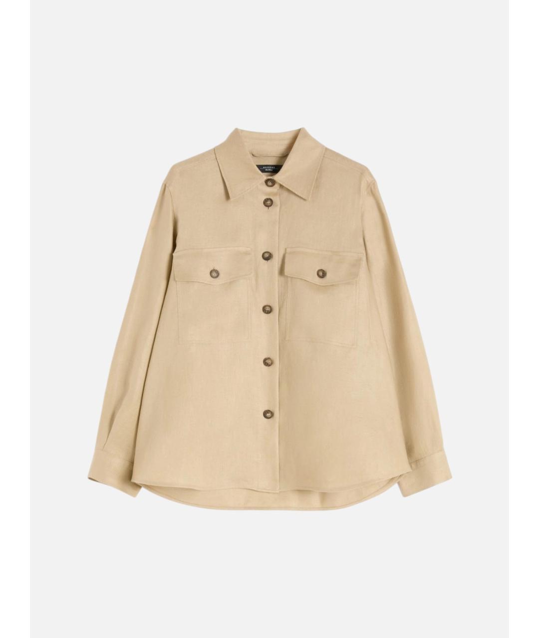 WEEKEND MAX MARA Бежевая льняная рубашка, фото 5