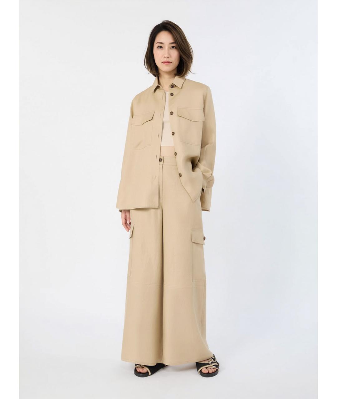 WEEKEND MAX MARA Бежевая льняная рубашка, фото 2