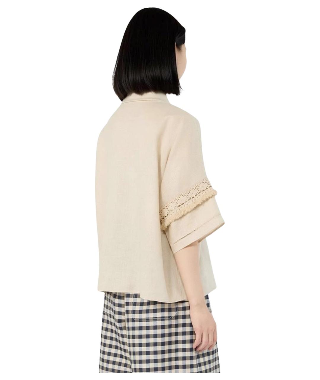 WEEKEND MAX MARA Бежевая льняная рубашка, фото 4