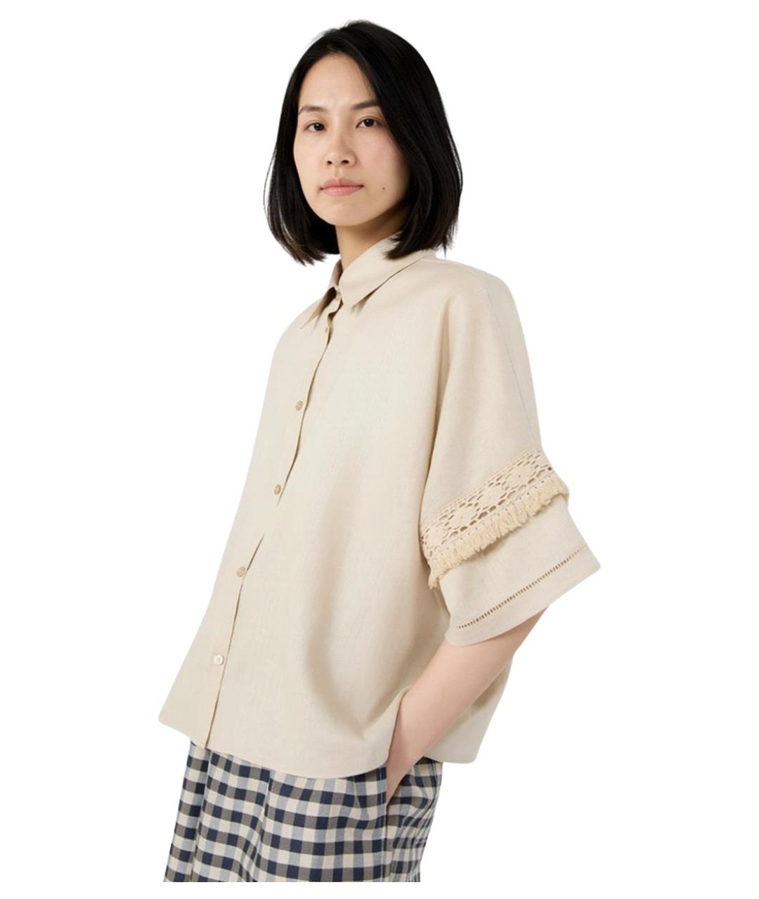 WEEKEND MAX MARA Бежевая льняная рубашка, фото 5