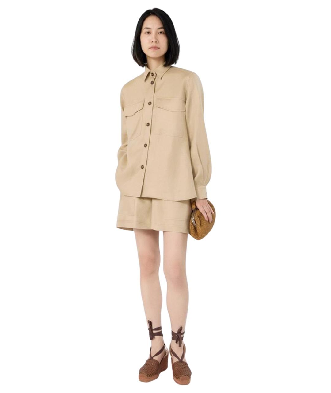 WEEKEND MAX MARA Бежевые льняные шорты, фото 2