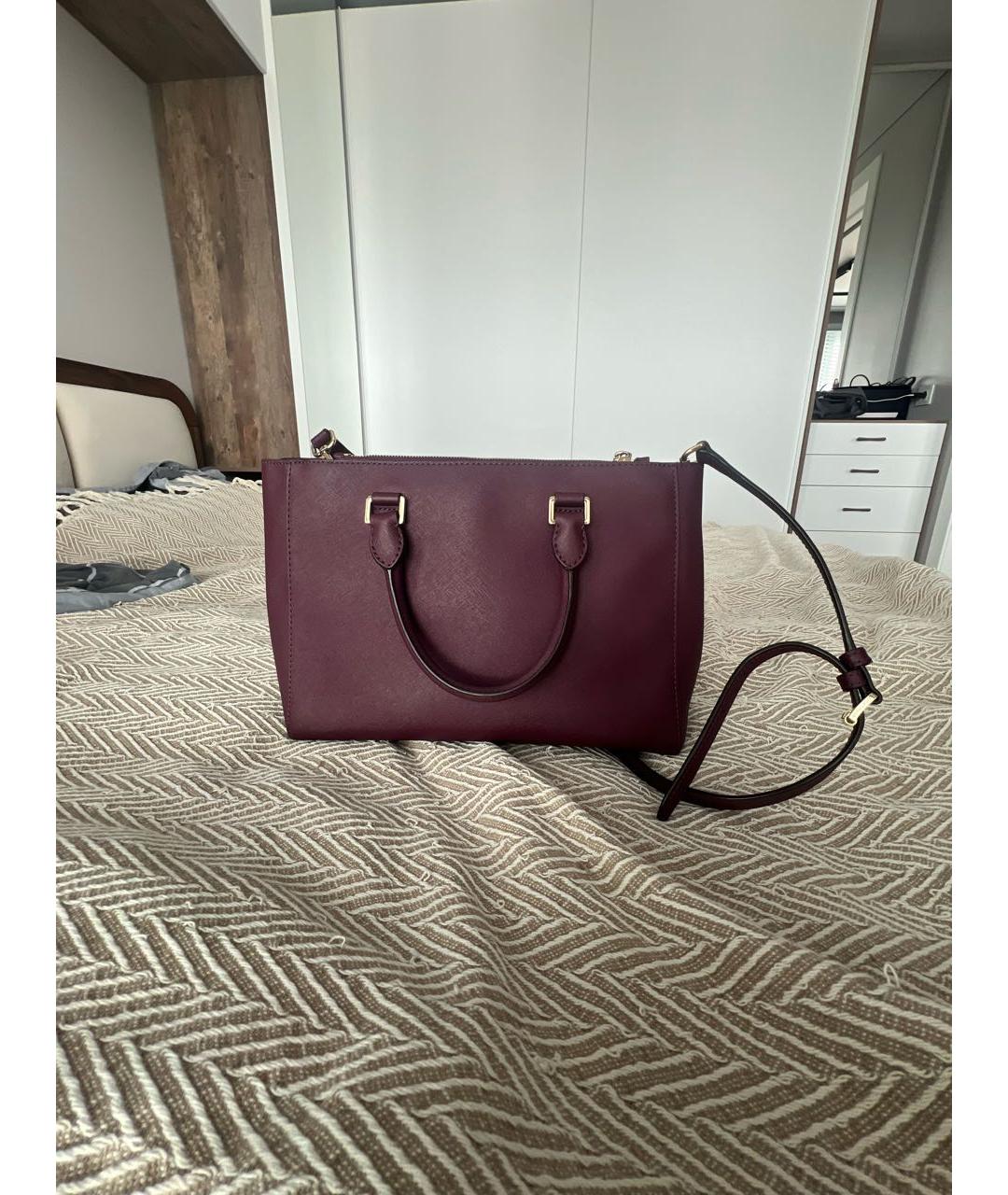 MICHAEL KORS Бордовая кожаная сумка с короткими ручками, фото 2