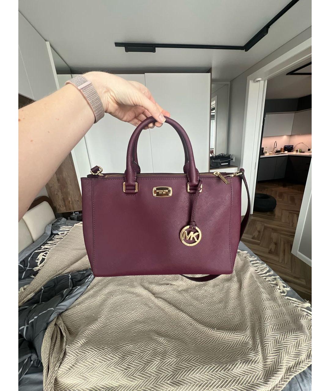 MICHAEL KORS Бордовая кожаная сумка с короткими ручками, фото 8