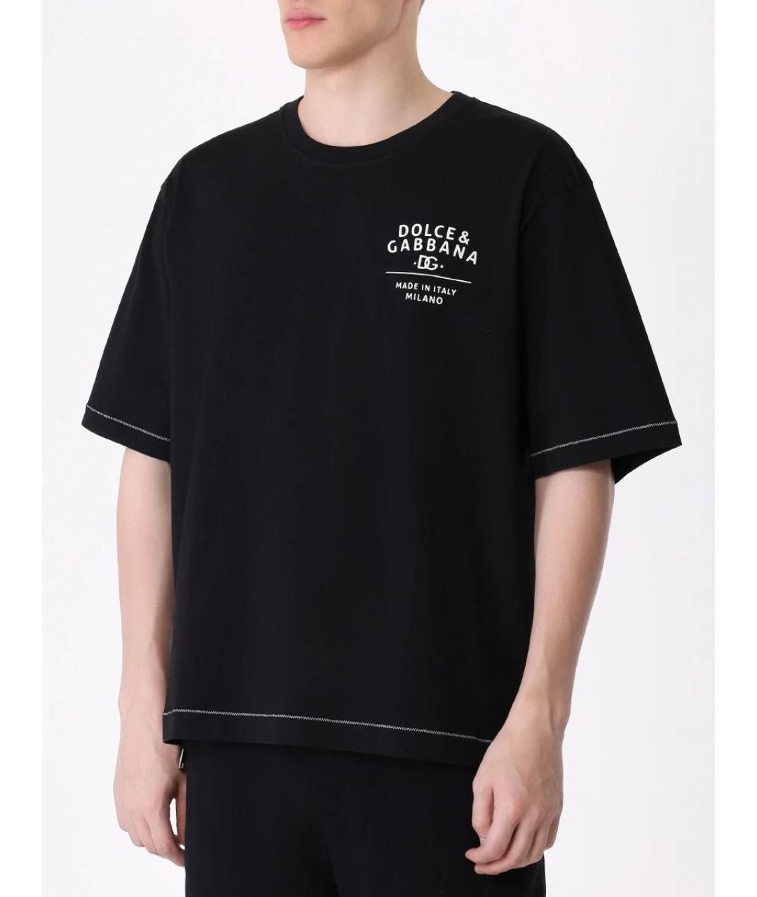 DOLCE&GABBANA Черная хлопковая футболка, фото 2