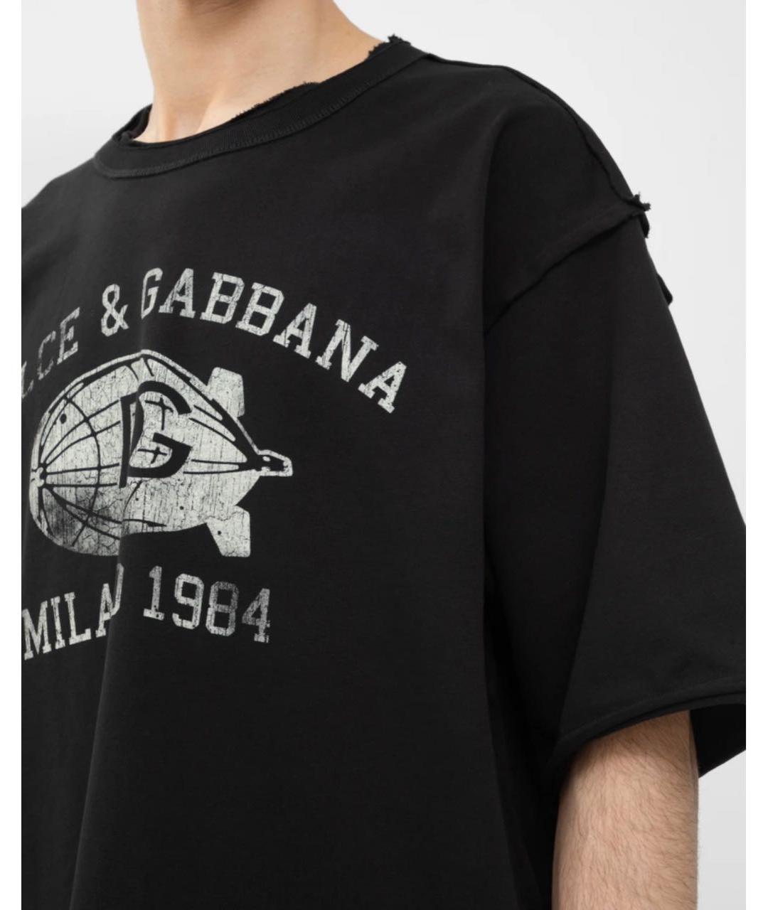 DOLCE&GABBANA Черная хлопковая футболка, фото 2