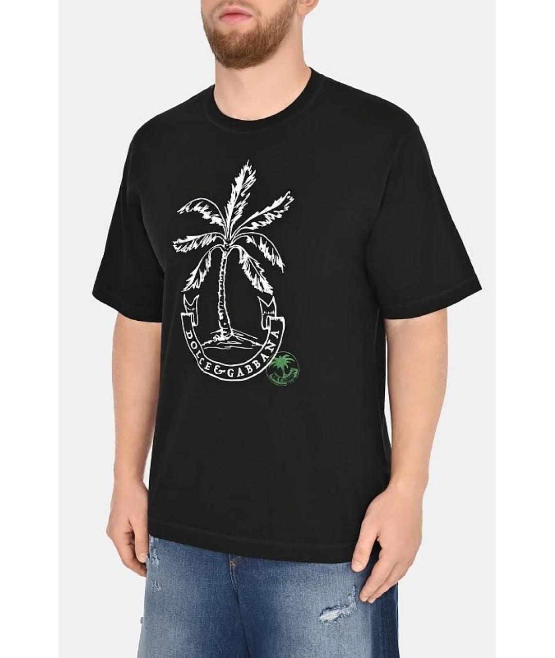 DOLCE&GABBANA Черная хлопковая футболка, фото 2