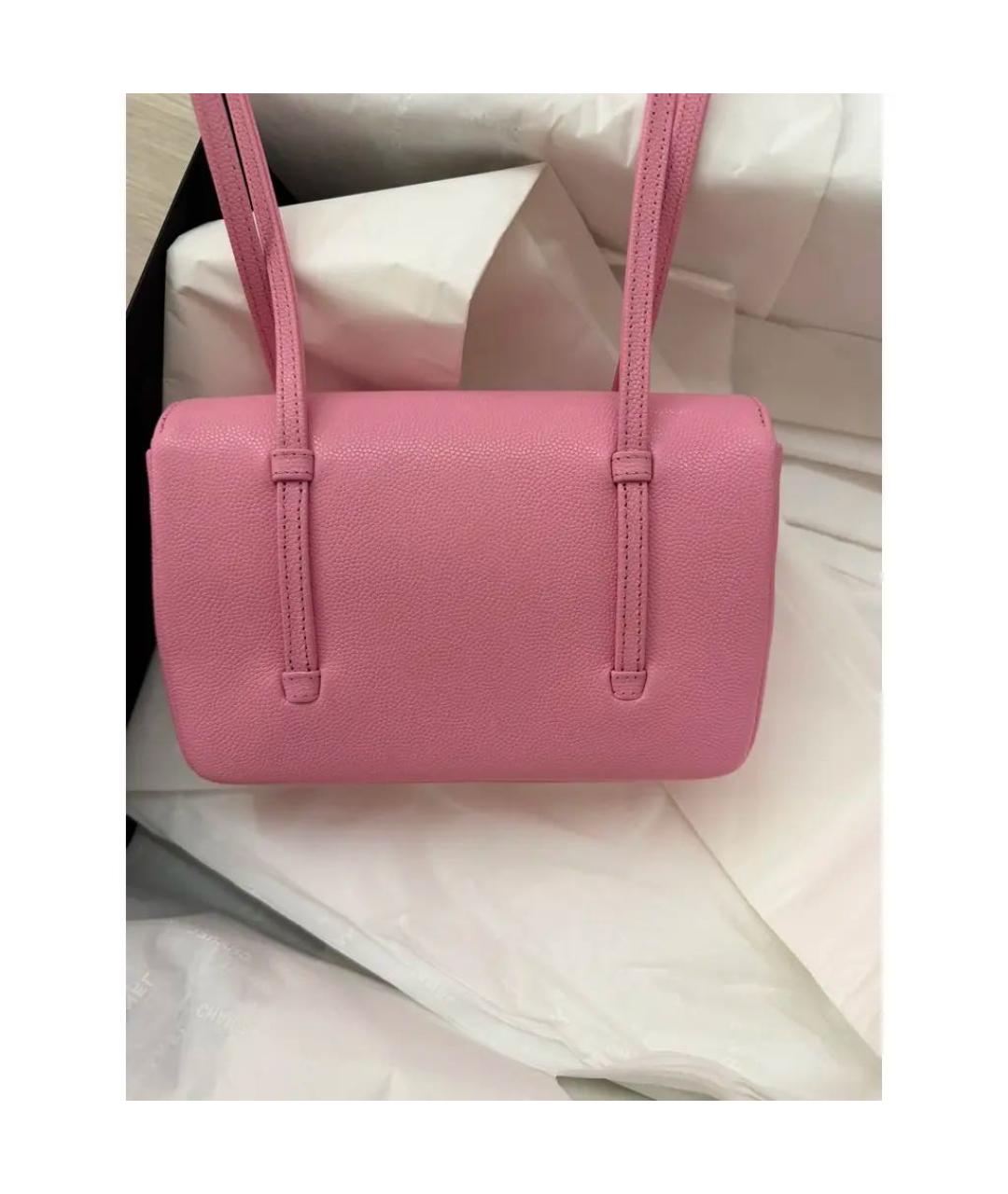 CHANEL Розовая кожаная сумка с короткими ручками, фото 3