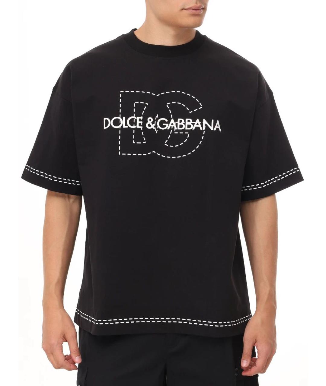DOLCE&GABBANA Черная хлопковая футболка, фото 2