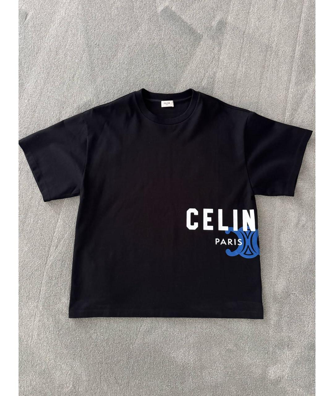 CELINE Черная хлопковая футболка, фото 5