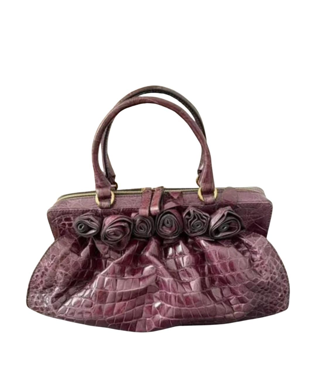 VERSACE Фиолетовая сумка с короткими ручками из экзотической кожи, фото 1