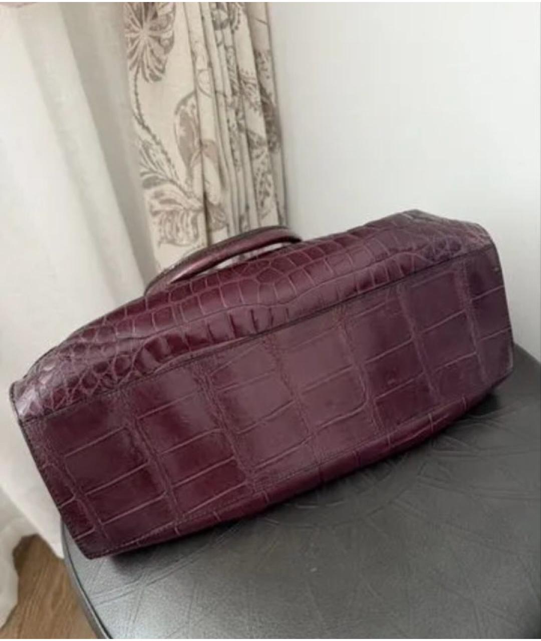 VERSACE Фиолетовая сумка с короткими ручками из экзотической кожи, фото 4