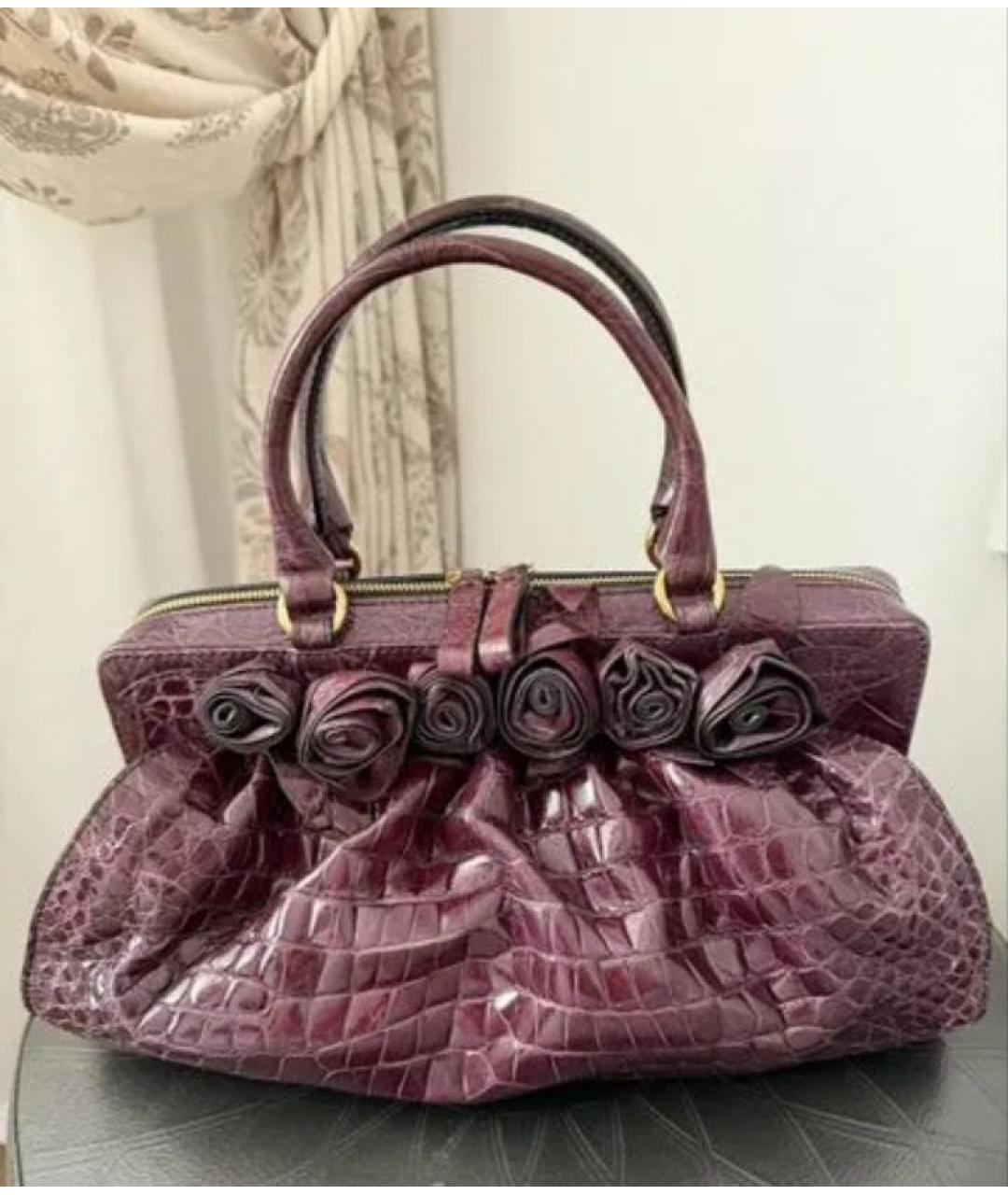 VERSACE Фиолетовая сумка с короткими ручками из экзотической кожи, фото 7