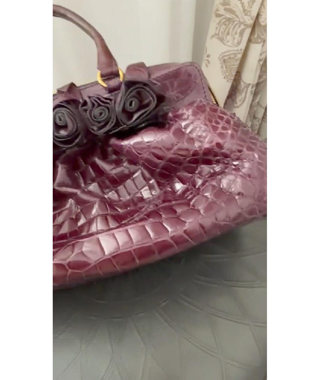 VERSACE Фиолетовая сумка с короткими ручками из экзотической кожи, фото 2