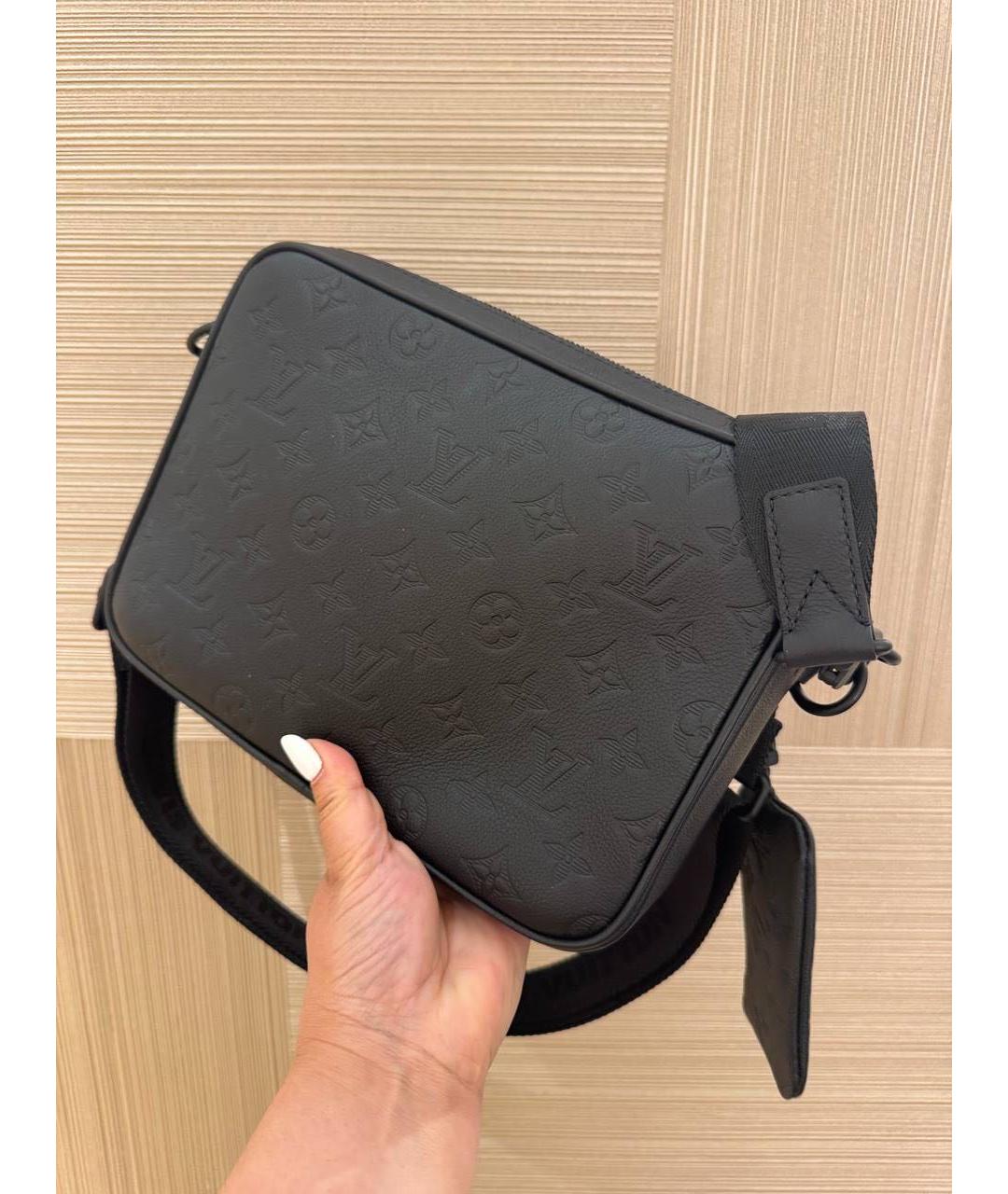 LOUIS VUITTON Черная кожаная сумка на плечо, фото 3