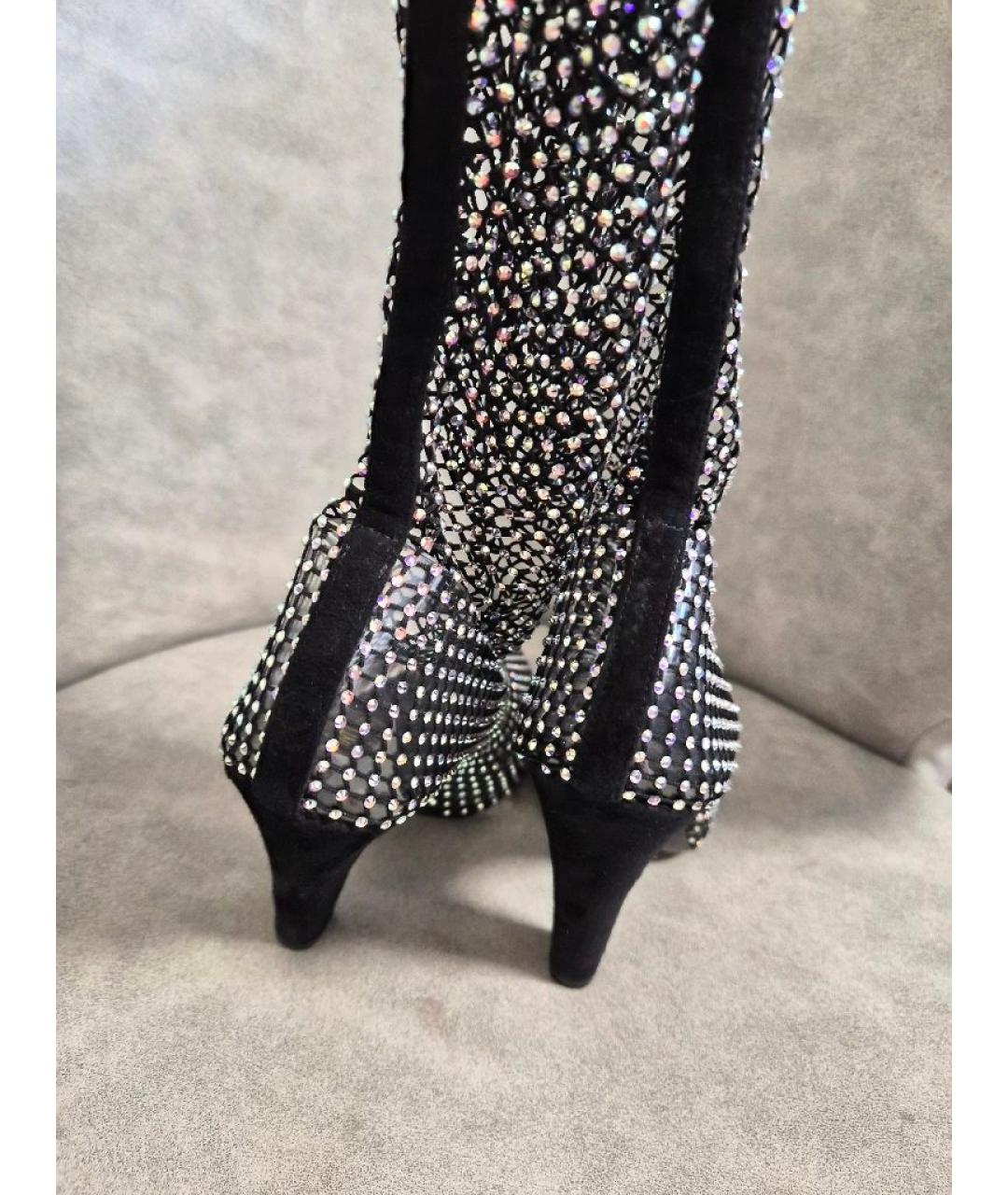 SAINT LAURENT Черные текстильные сапоги, фото 4