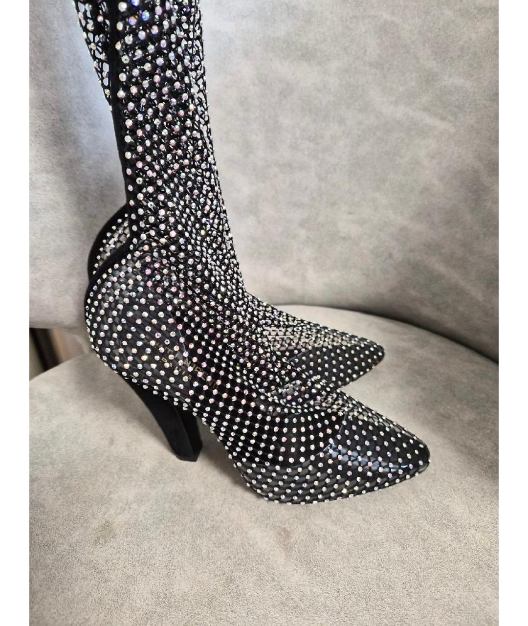 SAINT LAURENT Черные текстильные сапоги, фото 5