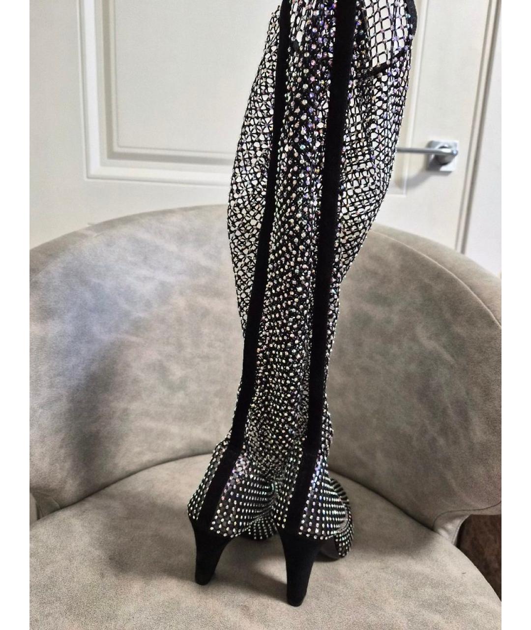 SAINT LAURENT Черные текстильные сапоги, фото 3