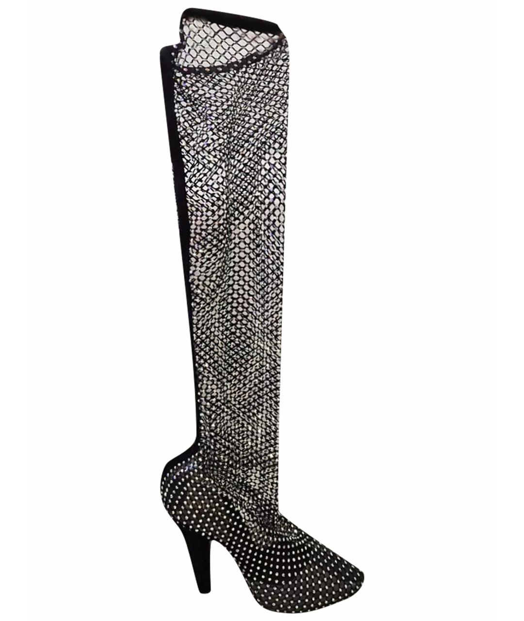 SAINT LAURENT Черные текстильные сапоги, фото 1