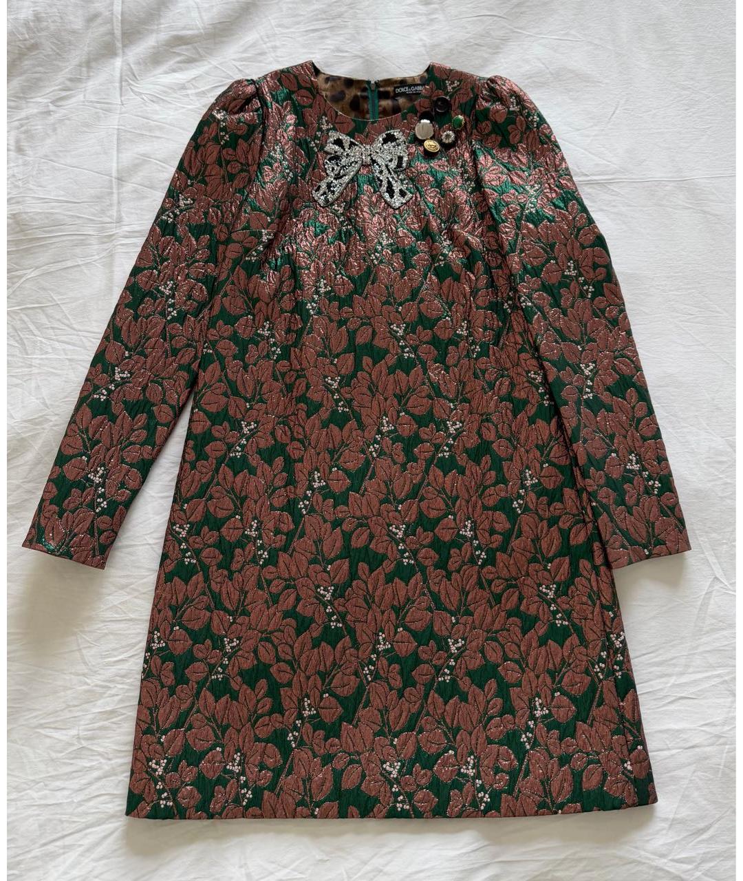 DOLCE&GABBANA Мульти полиэстеровое коктейльное платье, фото 7