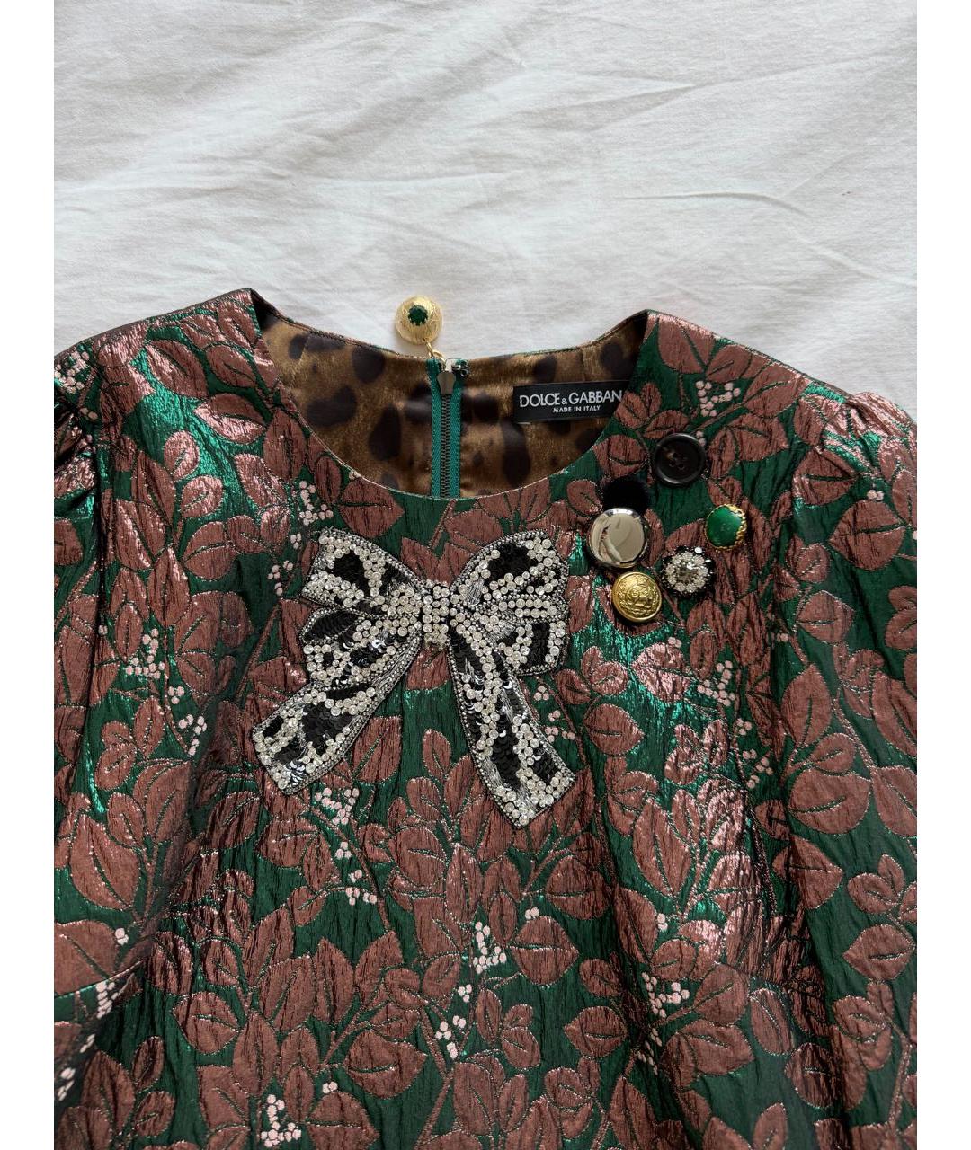 DOLCE&GABBANA Мульти полиэстеровое коктейльное платье, фото 4